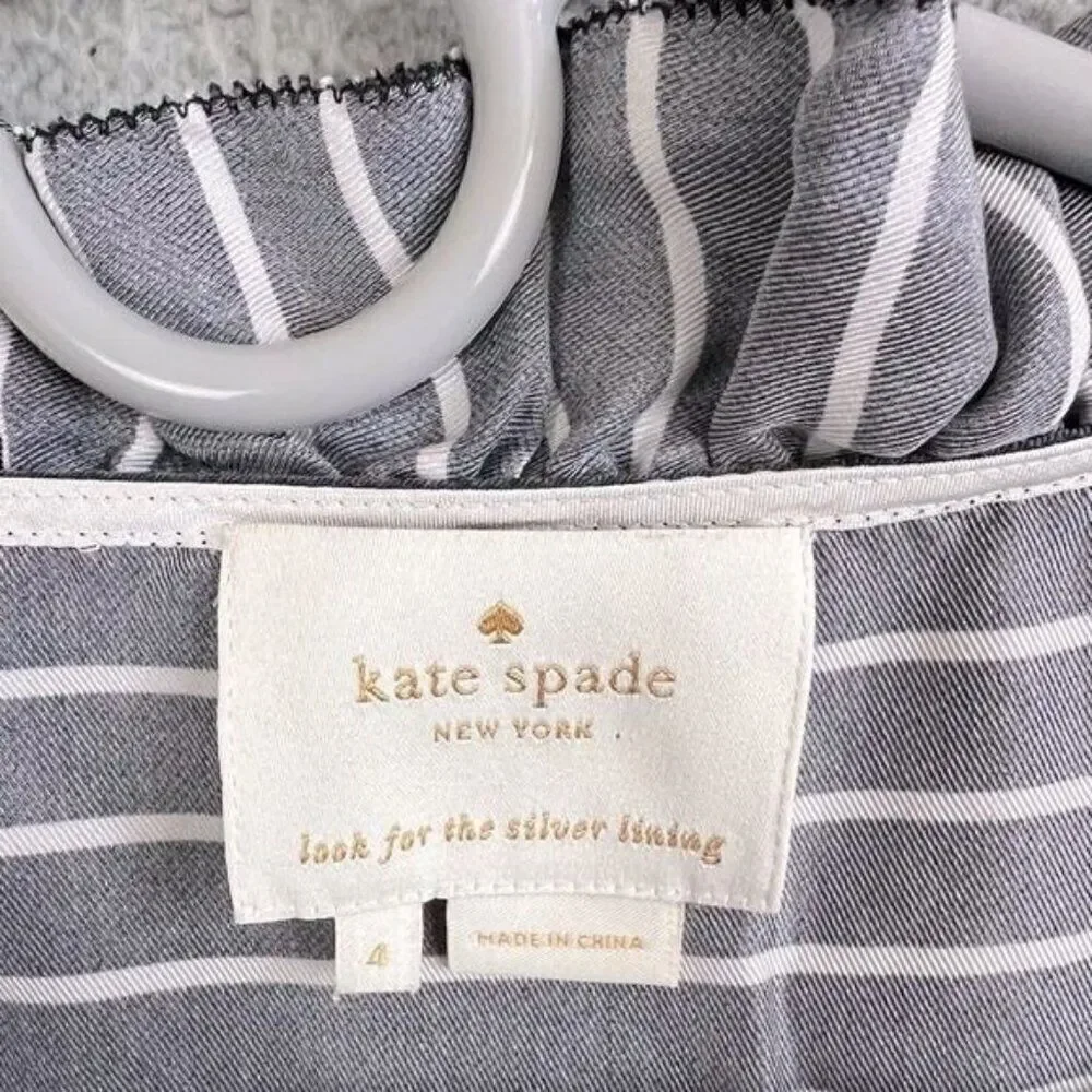 KATE SPADE WOMENS DRESS BLACK WITH WHITE STRIPES SIZE 4